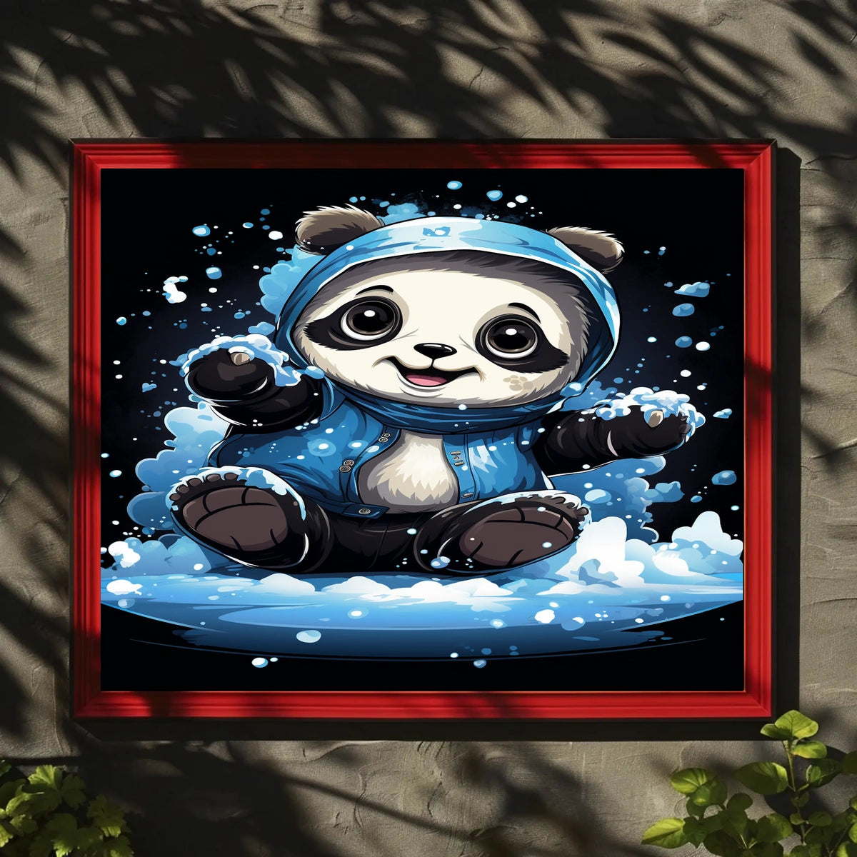 Playful Panda In The Snow Poster