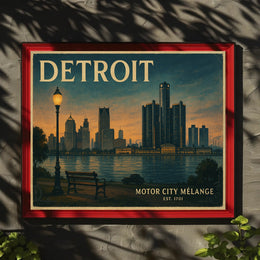 Detroit Historic Skyline Wall Art Print