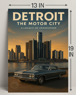 Detroit The Motor City Vintage Poster Print PosterGoat