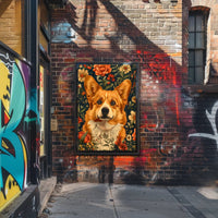 Floral Corgi Delight Wall Art Print