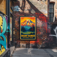 Mount Rainier Wanderer Vintage Travel Poster