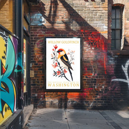 Willow Goldfinch Art Poster: Washington's Vibrant State Bird