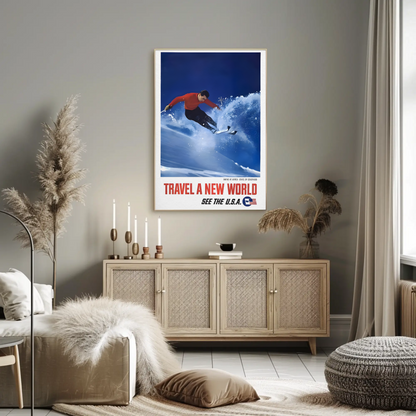Colorado - Skiing in Aspen Vintage Travel Poster