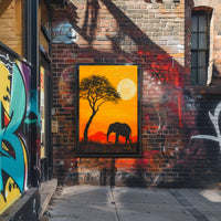 African Sunset Poster Vintage Safari Wall Art