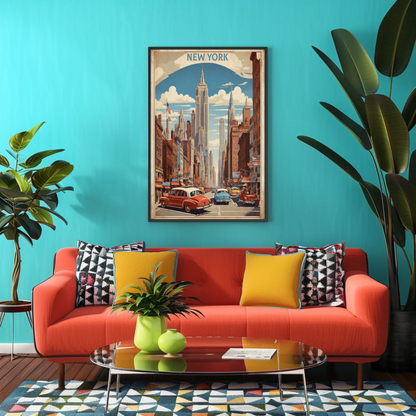 New York City Empire Street View Vintage Travel Poster
