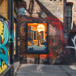 Ancient Egyptian Temple at Sunset Poster