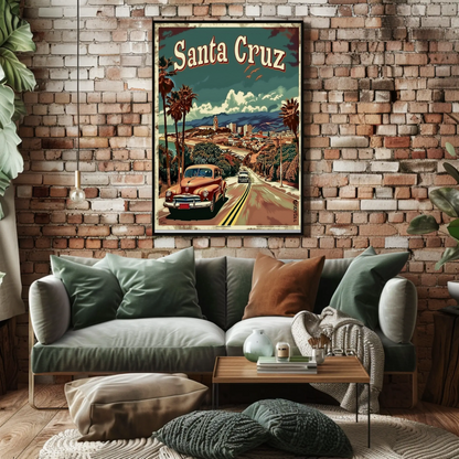 Santa Cruz California Vintage Drive Travel Poster