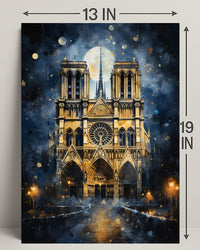 Gothic Splendor Notre-Dame At Night Poster