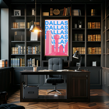 Dallas Texas Skyline Poster Retro Travel Poster