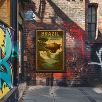 Brazil's Wonders Vintage Steampunk Adventure Poster