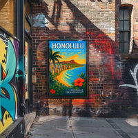 Honolulu Where the City Meets Paradise Poster