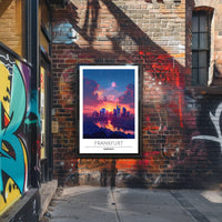 Frankfurt Skyline at Vibrant Sunset Urban or Cityscape Poster