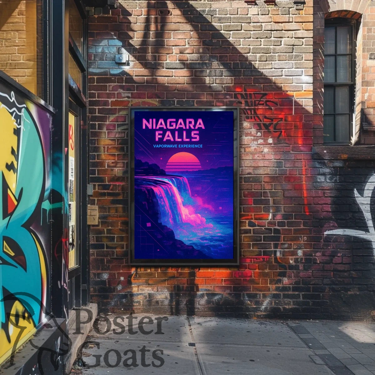 Niagara Falls Vaporwave Retro-futuristic Artistic Poster