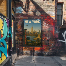 New York City Skyline Cityscape Poster Modern Wall Art