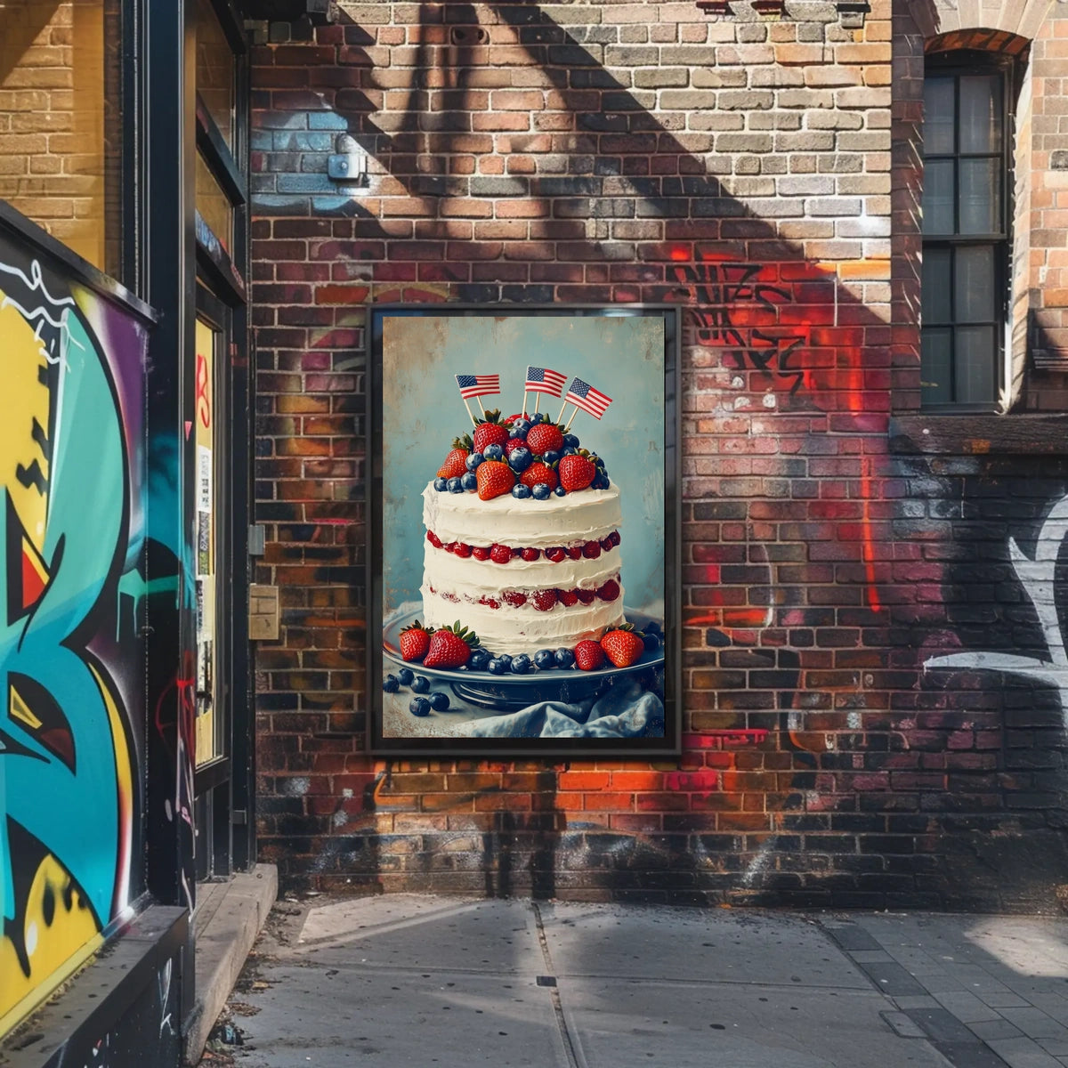 patriotic cake with white icing Poster