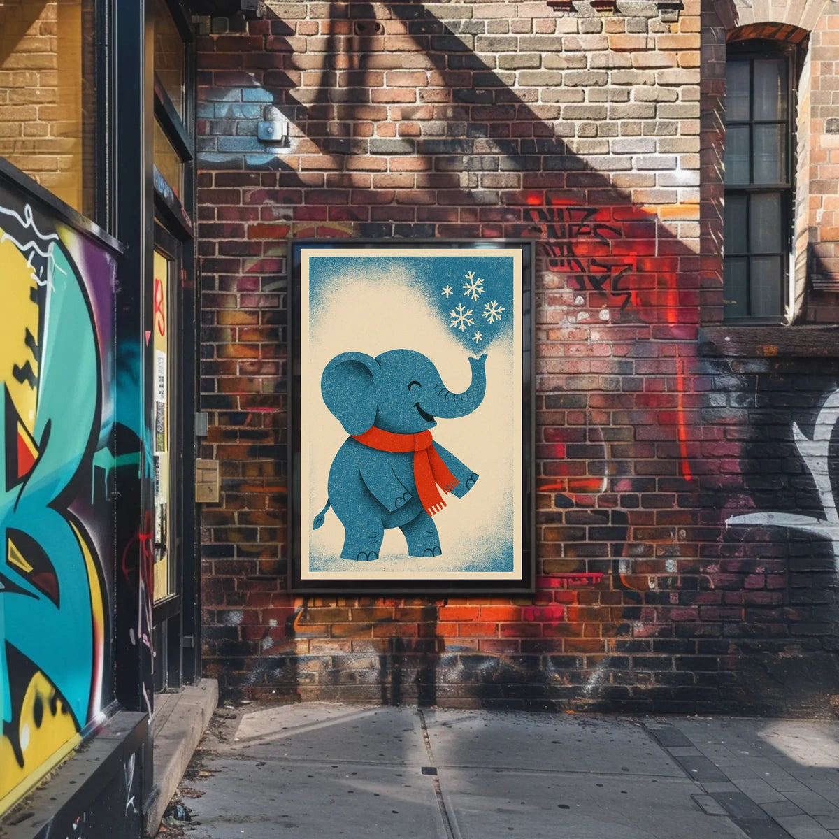 Winter Elephant Delight Poster