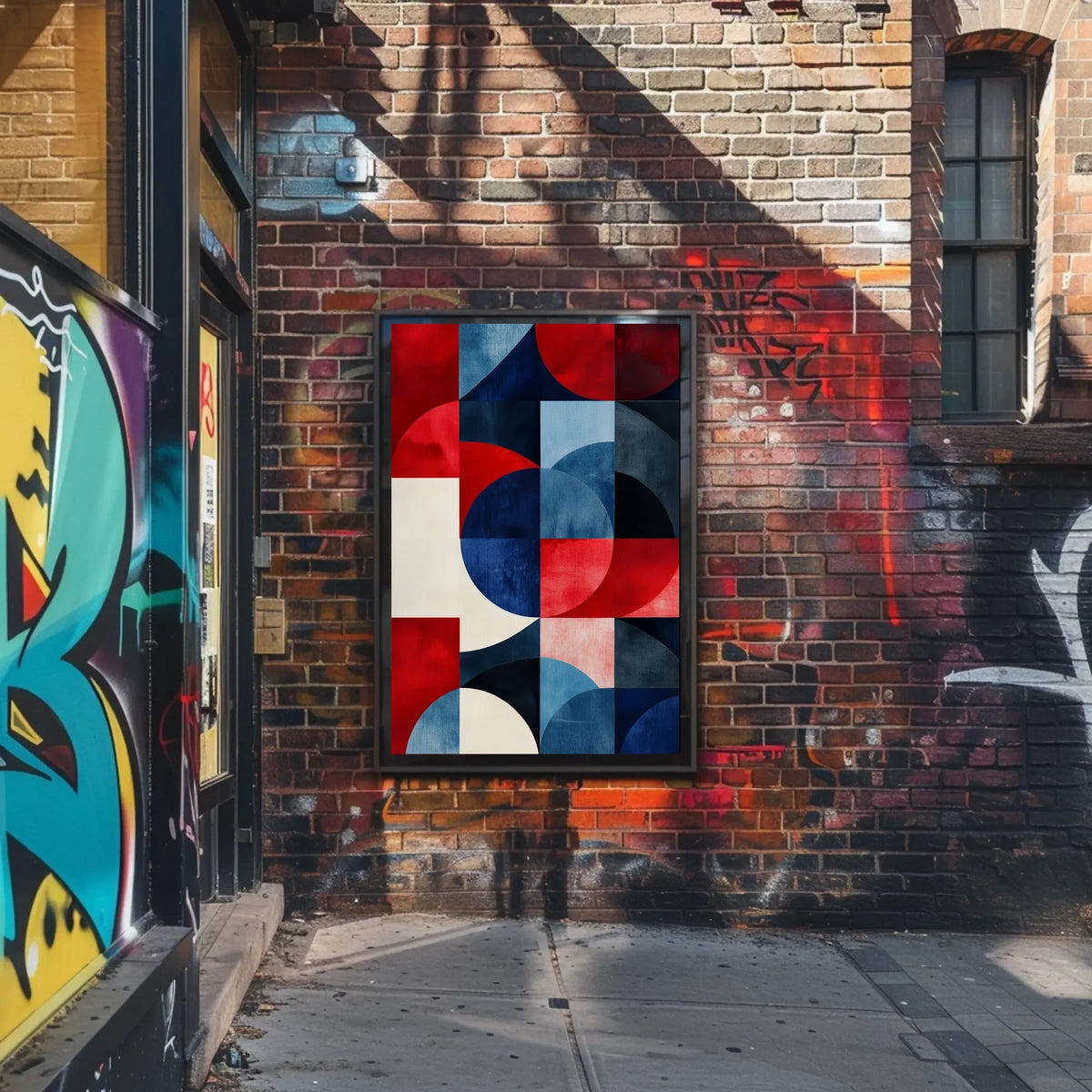 Geometric Shapes In Patriotic Abstract Art Modern Poster