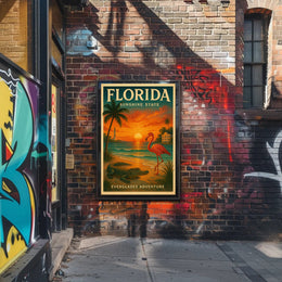 Florida Everglades Adventure Vintage Travel Poster