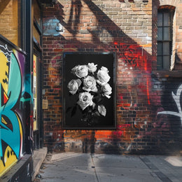 Striking Black-and-White Roses Photorealistic Art Poster PosterGoat