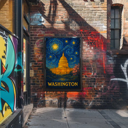 Washington Starry Night Capitol Poster