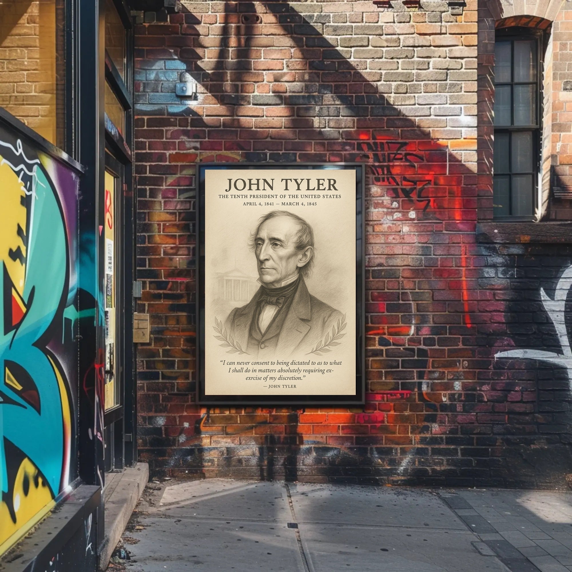 John Tyler 10th President Sketch Poster Art Print for Home Decor PosterGoat