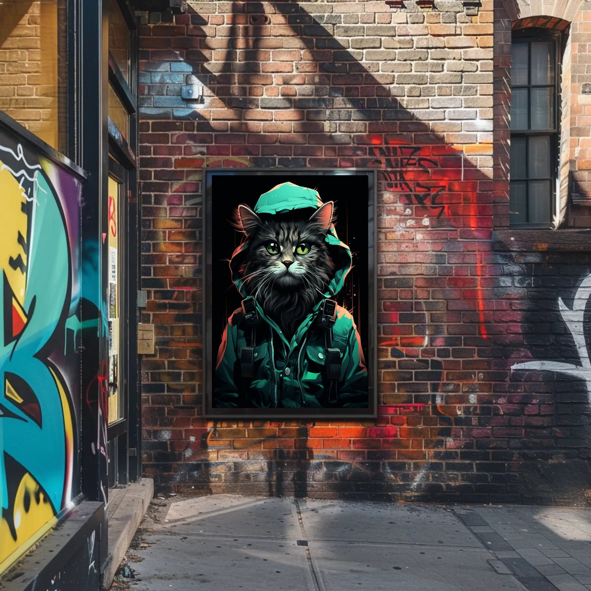 Anthropomorphic Cat Poster: Urban Fantasy Art Print