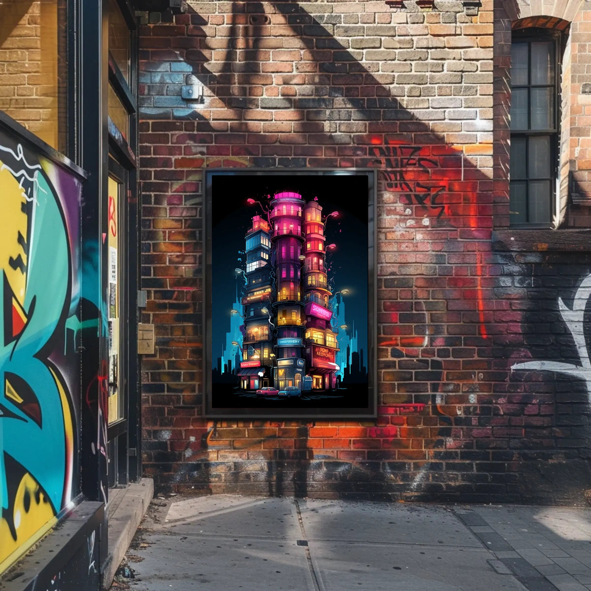 Neon Cityscape Poster
