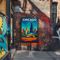 Chicago Skyline And Cloud Gate Poster