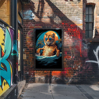 Relaxed Tiger on Beach Artistic Animal Poster