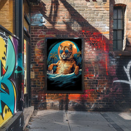 Relaxed Tiger on Beach Artistic Animal Poster