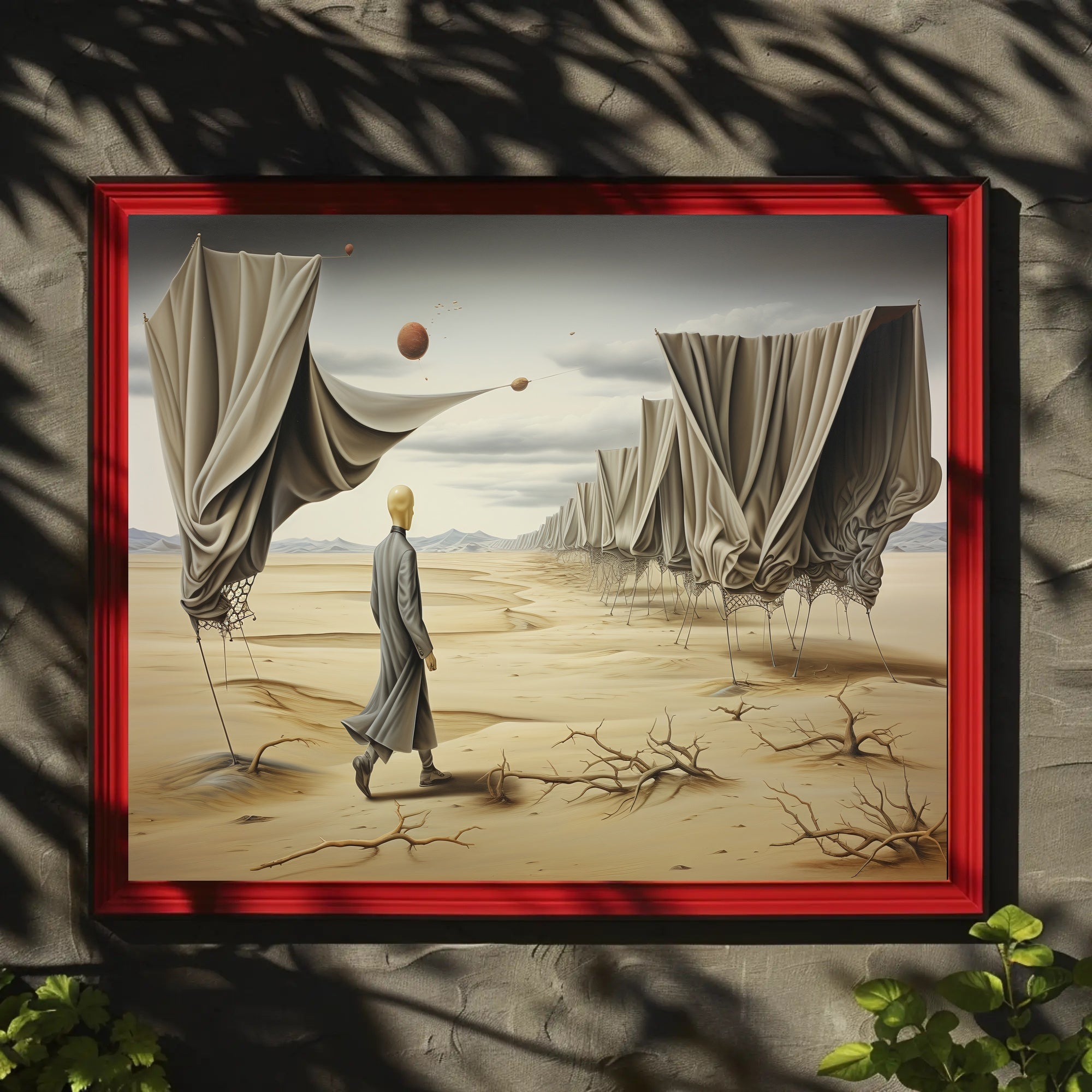 Desert Solitude: Surrealistic Sci-Fi Landscape Art Poster