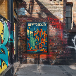 New York City Poster Abstract Urban Skyline Wall Art