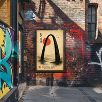 Gateway Arch Japanese-Inspired Sumi-e Artistic Poster