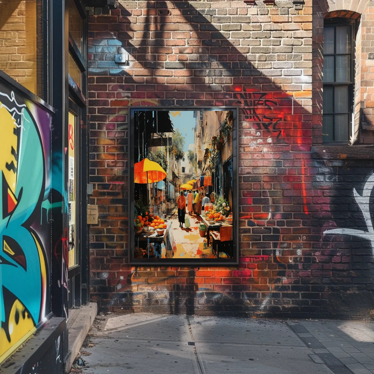Street Market in Old Town Charm Travel Poster