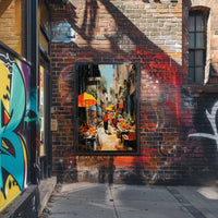 Street Market in Old Town Charm Travel Poster