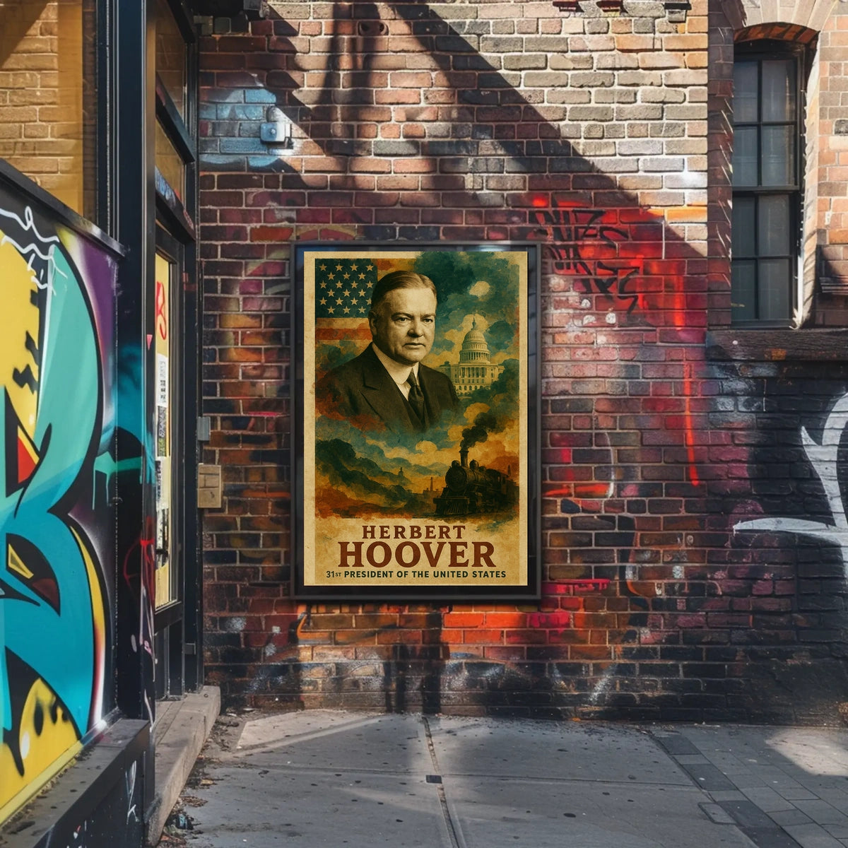 Herbert Hoover 31st President of the United States Layered Digital Collage Poster