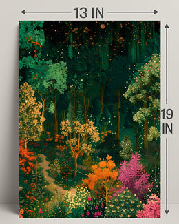 Enchanted Night Forest Fantasy with Stars Poster