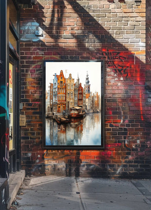 Amsterdam Canal View: Watercolor Serenity Travel Poster