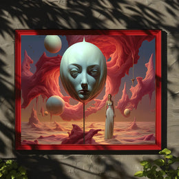 Surreal Dreamscape: Ethereal Floating Face Fantasy Poster