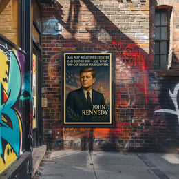 JFK Inspirational Patriotic Poster: Vintage Presidential Art