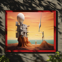 Surreal Landscape with Futuristic Sci-Fi Architecture Poster