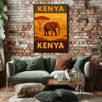 Kenya's Majestic Wildlife Safari Vintage Travel Poster