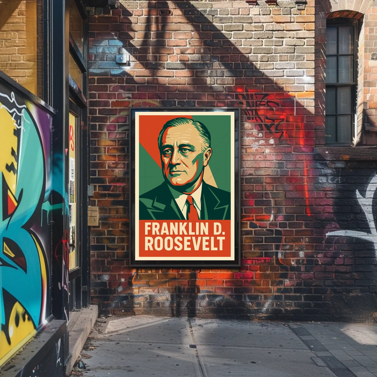 Franklin Roosevelt Portrait Art Deco Patriot Poster