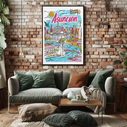 Asuncion Paraguay Vibrant Cityscape and Waterways Travel Poster