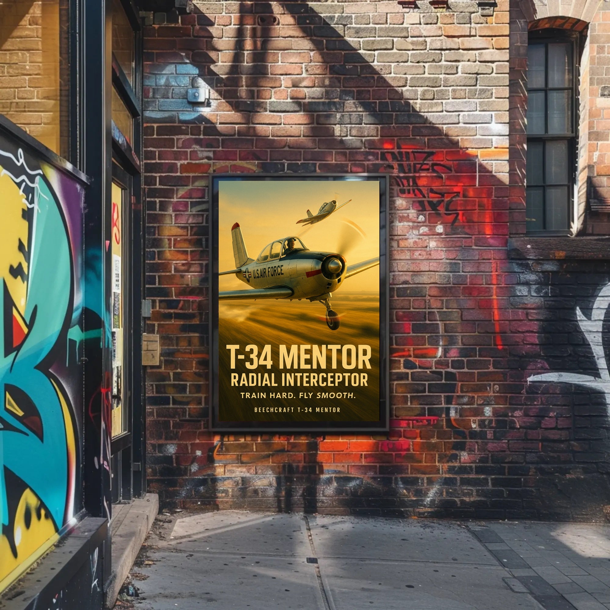 Beechcraft T-34 Mentor Mid-Century Military Poster