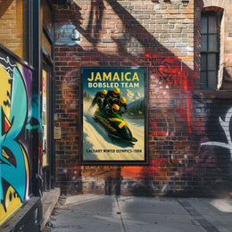 Jamaica Bobsled Team 1988 Winter Olympics Poster