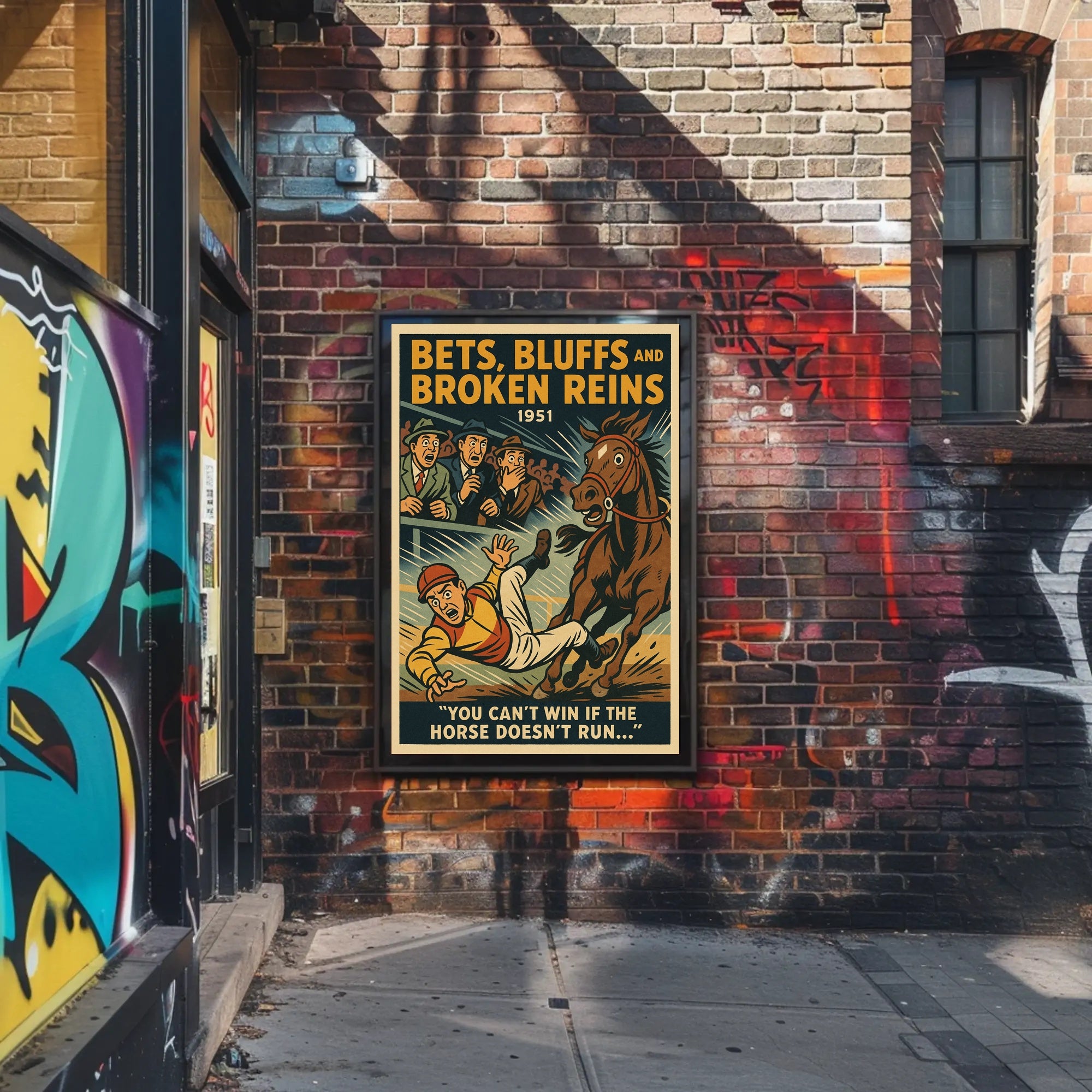 Bets Bluffs and Broken Reins 1951 Sports Poster