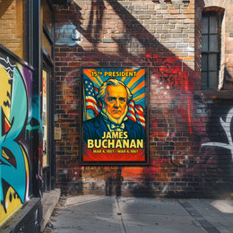 James Buchanan 15th President of the United States Colorful Comic Book Style Poster