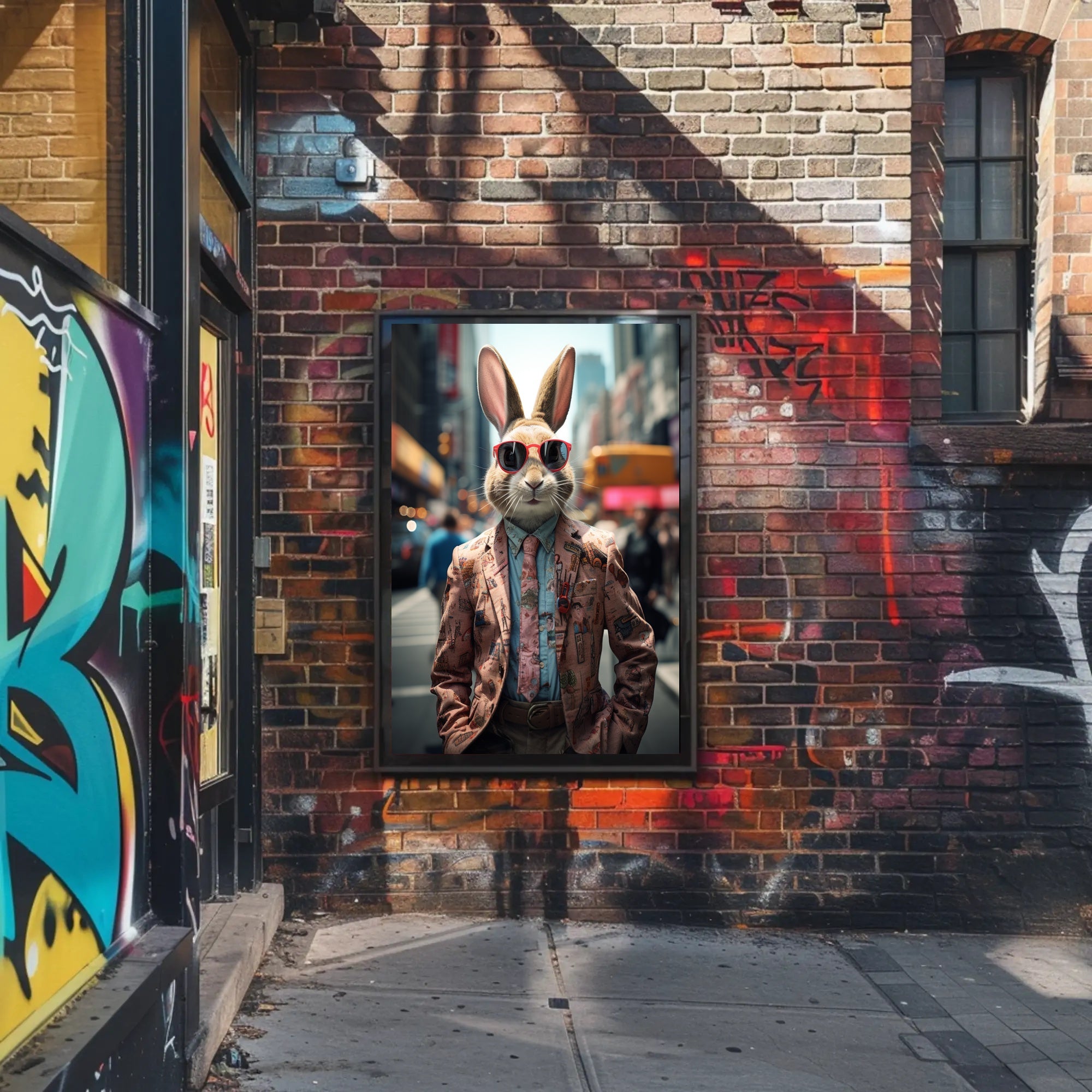 Stylish Rabbit In The City Poster