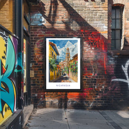 Nicaragua Street Scene Modern Artwork Cultural or Heritage Poster PosterGoat
